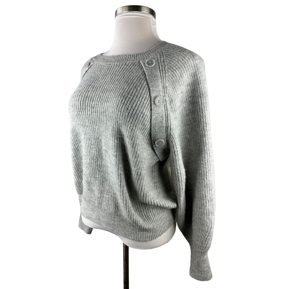 Joie Aine Ribbed Balloon Sleeve Pullover Sweater Button Shoulder Accent Large - Picture 6 of 16